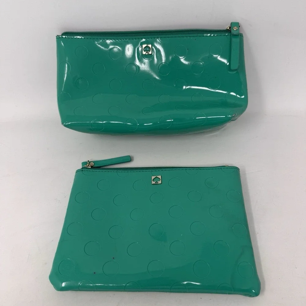 Kate Spade‎ Camellia Street Green Cosmetics Pouch And Mini Pouch Lot Of 2